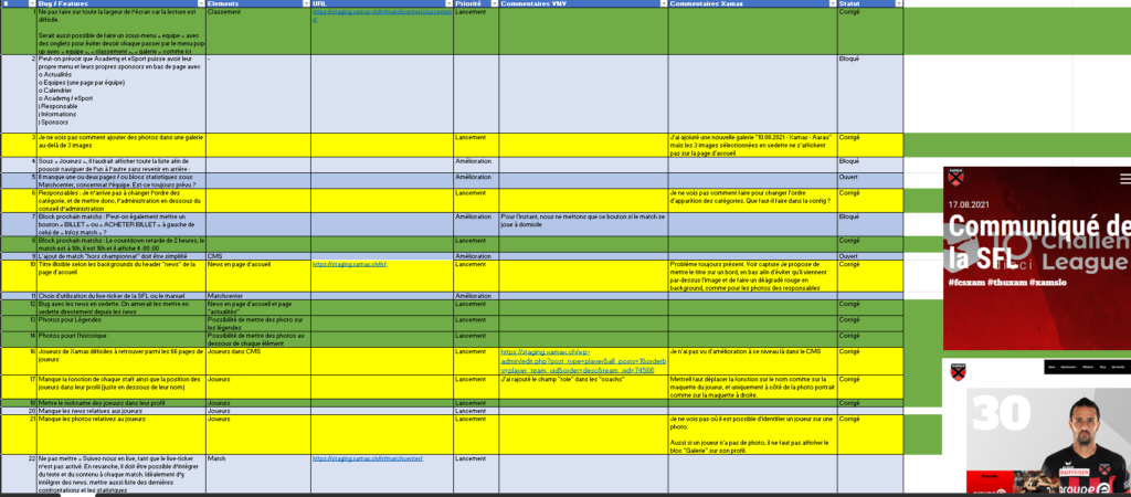 Liset des bugs - MS Excel